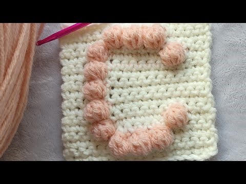 How to crochet letter C using bobble stitch,step by step super easy tutorial for beginners #crochet