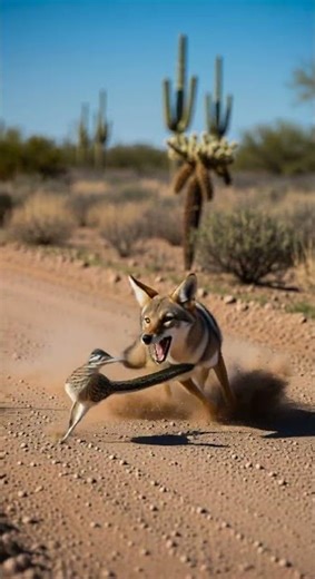 Can this coyote actually catch the roadrunner Speed test showdown #Wildlife #Nature #FastAnimals