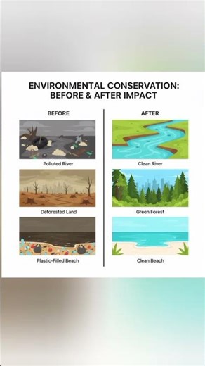 🌍 Environmental Problems vs Their Effects#EnvironmentalAwareness #SaveNature #StopPollution #Climate