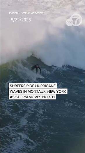 Surfers ride huge Hurricane Erin fueled waves on East Coast