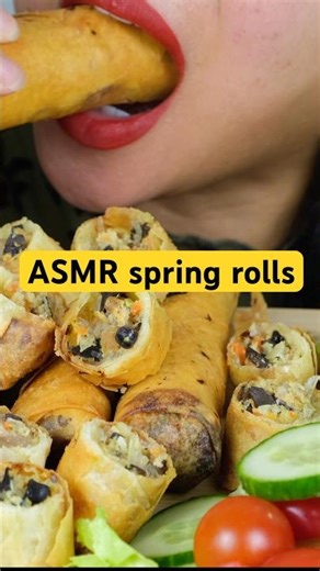 ASMR eating crunchy spring rolls #asmr #mukbang #crunchyeatingsounds