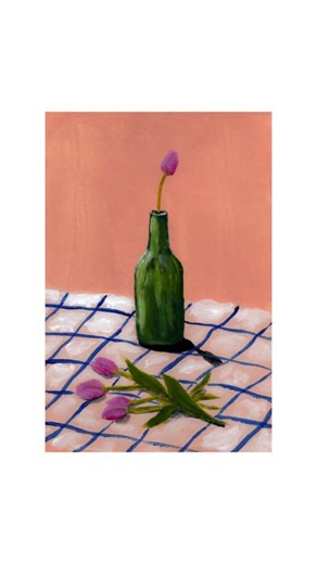 Andi James | British-Swedish artist on Instagram: "Welcome to 2026 to all the art lovers who want to see colourful art and art prints....REAL QUICK 🤠 I've been working on 2 series of colourful art prints, soon available online. One is a floral theme, depicting flowers and plants in vases, pots and planters, set against vibrant background colours 🪴🌸. It's giving colour, energy, and life. The other is an 'evening moments' series depicting tabletop settings and objects. Often on a checkered tabl