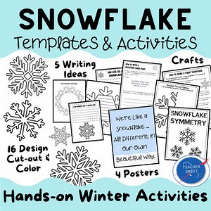 Snowflake Writing Organizers Templates Winter Bulletin Board Classroom Decor
