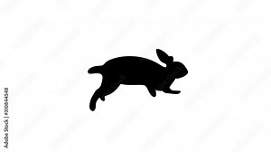 Silhouette rabbit set with. Animal flat istyle. Animation on white background. Easter holiday concept.