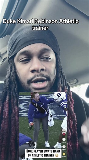 Ekid Knuck speaks on Duke football player Kimari Robinson swatting athletic trainers hand #duke #kimarirobinson #ekidknuck #football