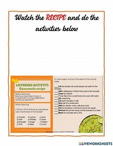 Recipe exercise for 9th graders