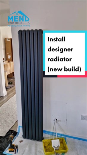 Install vertical radiator, through cavity wall. #plumbing #howto #plumbersoftiktok #gasengineer #heatingengineer #plumbingandheating #plumbinglife #plumbingtools #plumbingtool #plumber