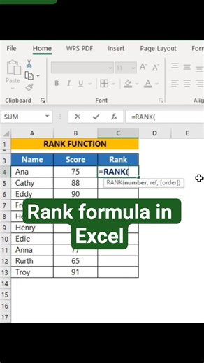 Rank formula tutorial in excel.