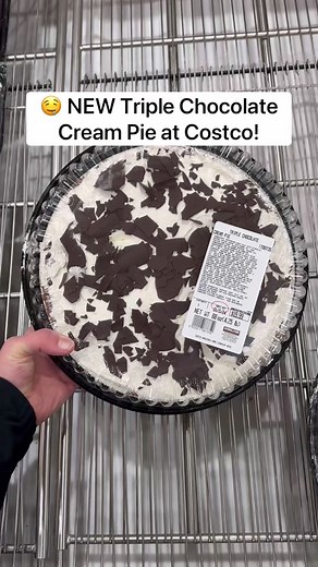 🤤 NEW Triple Chocolate Cream Pie at Costco! This is 100% as amazing as it sounds! It has a butter graham crust, a fudge brownie layer, a chocolate custard layer, and is topped with chocolate shavings and whipped cream! 🤩 Get this HUGE 4.25lb pie for $19.99. #costco #costcofinds #chocolatepie #chocolatelover