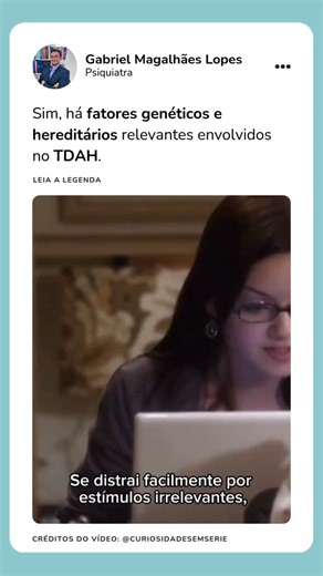 Gabriel Magalhães Lopes on Instagram: "O risco de pais e irmãos de crianças com TDAH também apresentarem o transtorno é aumentado de duas a oito vezes. 🧐 Diversos genes já foram implicados na etiologia do TDAH, cada um com efeitos pequenos, mas significativos quando combinados. 🧬 Entre os mais estudados estão polimorfismos no gene do transportador de dopamina (DAT1/SLC6A3) e no gene do receptor de dopamina D4 (DRD4). Esses achados reforçam que o TDAH não tem uma causa única, mas resulta da int