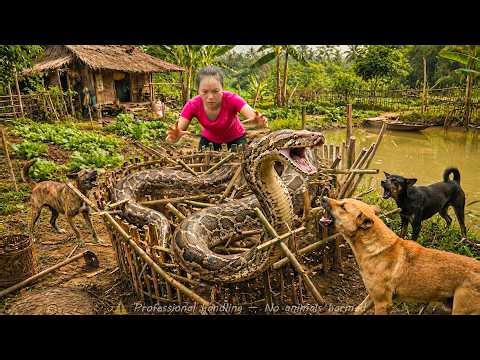 72 Hours of Fear: Giant Python Trapped in a Bamboo Cage — Dogs Fight to Protect the Farm