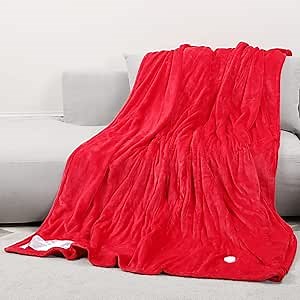 Electric Throw, Heated Blanket with 3 Heating Levels, 8 Hours Auto Off, Double-Layer Flannel, 20 Feet Cord, Machine Washable Heating Blanket for Home Office, 72" x 84", Red