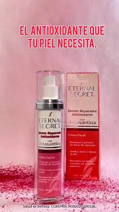 Cuida tu piel con nuestro Dermo reparador con astaxantina para que siga brillando. ✨ De venta en Farmacias Similares y en nuestra tienda en línea: www.eternalsecret.com 🛒 | ETERNAL SECRET