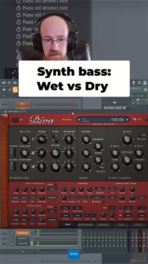 Wet and Dry sounds . Synth Bass u-he Diva