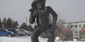 South Dakota Mines mascot, “Grubby,” unveiling a new look