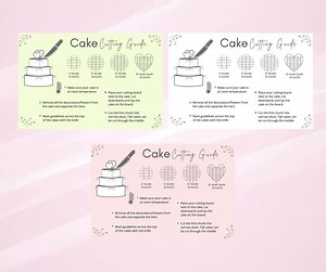 Cake Cutting Guide Card: Baker's Cake Serving Instructions (PNG, PDF Download)