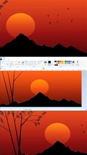 Sunrise scenery drawing | How to Draw #computer #art #sunset #sunrise #scenery #cloudscape