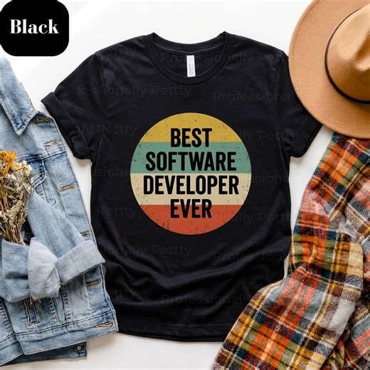 Best Software Developer Ever Retro Sunset Graphic, Programmer Gift, Coding Humor Sticker, Dev Nerd Gift, Vintage Tech Circle - Etsy