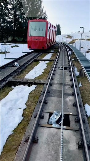 Did you know some trains can climb a mountain steeper than a ski slope? 🚠 #swissalps #funicular