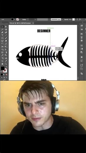 Beginner vs Pro Logo 🤯 Fishbone Design Trick #shorts #viral #trending #youtubeshorts