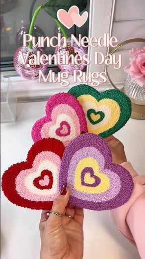 Punch Needle Heart Mug Rug Coasters Tutorial on Finishing! #punchneedle #mugrugs#punchneedletutorial