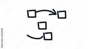 system logistics connection process line art doodle draw process whiteboard symbol sign concept set