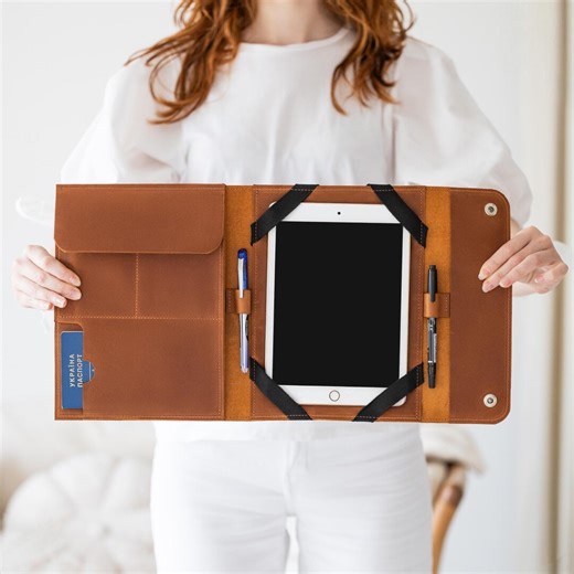 100% Genuine Leather iPad Portfolio Case, Leather iPad Mini Case Custom, Leather iPad Cover Personalized, Leather iPad Sleeve With Pockets - Etsy