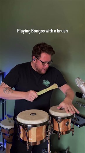 Playing Bongos with a Brush #percussion #drums