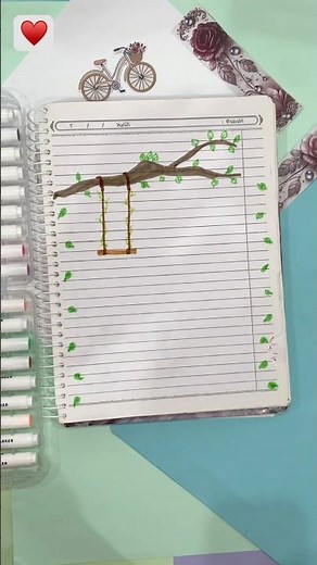 تزين دفتر رسم شجرة 🌳
