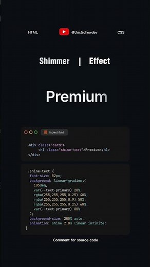 You won't believe how easy this CSS shimmer is #coding #htmlandcss #webdesign