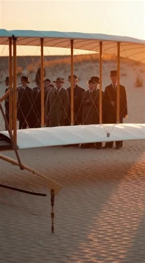 First Flight of Humanity – Wright Brothers 1903 On December 17, 1903, history was made at Kitty Hawk, North Carolina, when the Wright Brothers achieved the first successful powered flight. Their invention, the Wright Flyer, lifted off the sandy dunes, marking the dawn of modern aviation and changing the course of human transportation forever. The scene is iconic: a small crowd of spectators—men in suits and hats, women in long dresses, and children clutching small flags—watch in awe as the aircr