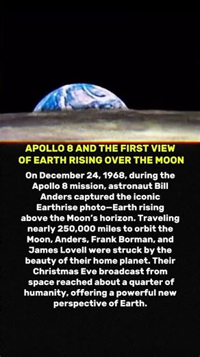 🚀Apollo 8 and the First View of Earth Rising Over the Moon🌕 #shorts #space #universe #astronomy