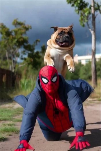 Chubby Spider-Man and Dog #ai #funny #dog #spiderman