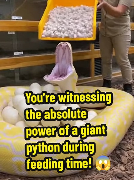 You’re witnessing the absolute power of a giant python during feeding time! 😱🐍 #SnakeFeeding #NatureIsMetal #PythonLife #PredatorMode #wilddiscovery
