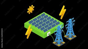 3d Isometric solar panels. illustration of green energy. solar panels alternative energy. Alpha channel