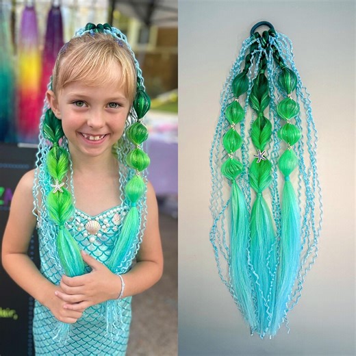 Mermaid Hair Kids Ponytail Extension Reusable Tie-in Lightweight Hair Accessory for Little Girls Birthday Party Dress-up - Etsy