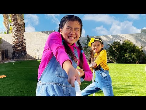 Jannie and Charlotte Play Tug of War Game Challenge for Kids | Exercise Eat Healthy & Get Strong