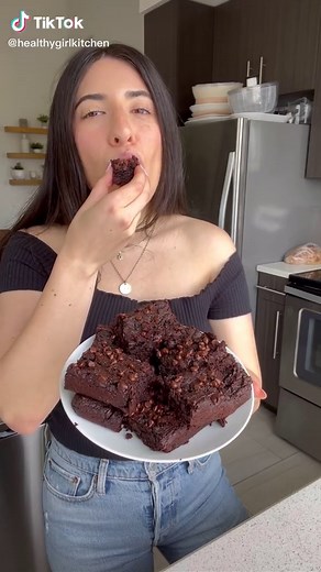 these healthy brownies are going to blow your mind ✨dairy free gluten free vegan but sooo indulgent #vegan #dairyfree #bakingtiktok