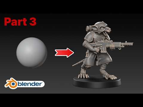 Blender Sculpting Timelapse - Imperial Guard Space Rats - Part 3