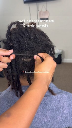 18K views · 27 reactions | 7 months no retwist. No scissors used to separate the hair. Just water and oil & my client was not uncomfortable. Cutting into the roots creates unnecessary breakage/loose hairs. This should be a last resort for extreme matting situations. @essentialloc.co Sleek Locs never disappoints! 殺 | Mended Locs by Shabbs | Facebook