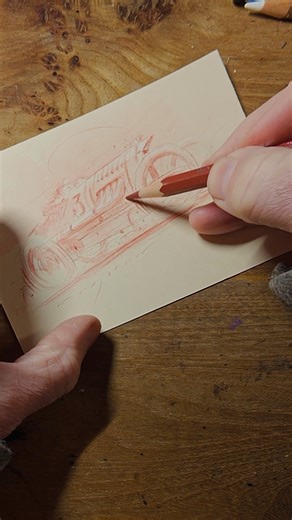 Stefan Marjoram - Car art and photography on Instagram: "Experimenting with a POV cam. Here's a quick sketch for one of my patrons. #drawing #sketch #vintagecar #vscc #howtodraw #tutorial #pencil #canson #fabercastell"