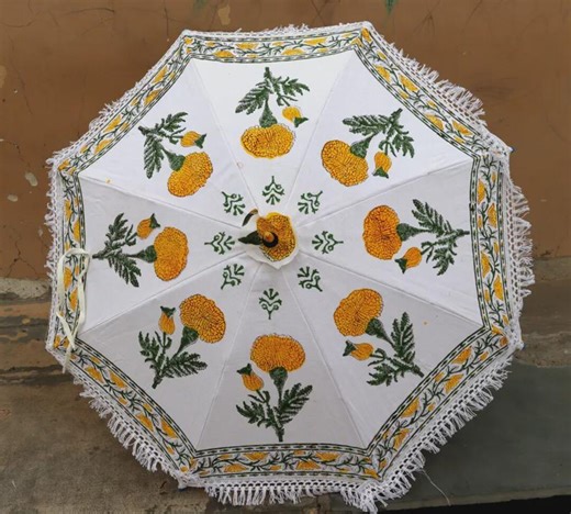 Indian Printed Parasol – Handmade Cotton Decorative Umbrella, Traditional Indian Party & Garden Decor - Etsy