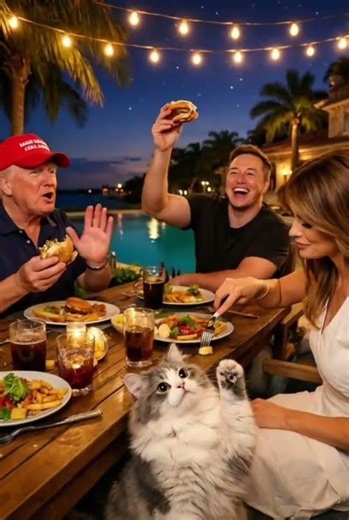 Golden Hour BBQ at Mar-a-Lago: Trump Grilling, Elon Helping & the Cat Begging
