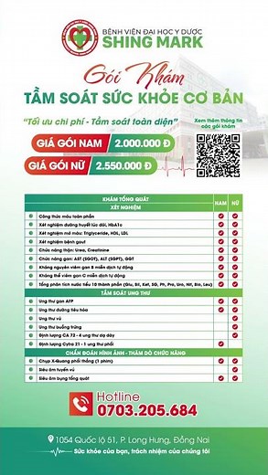 Gói khám sức khoẻ cơ bản tại Bệnh viện Đại học Y Dược Shing Mark
