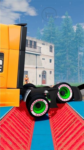 Massive Truck Pulls Heavy Trailers Over V-Trench | BeamNG.drive
