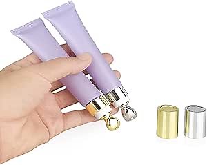 TEONEI Empty Eye Cream Squeeze Tubes,Lip Gloss Squeeze Tubes,Essential oil Roller Tubes,Makeup Sample Bottles,Travel Makeup Squeeze Bottles,2PCS