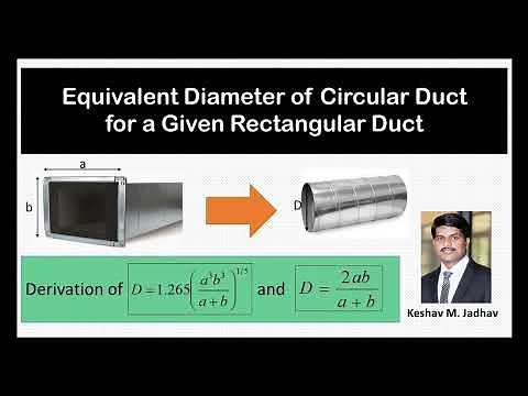 Derivation of equivalent diameter of circular duct for a given rectangular ducts