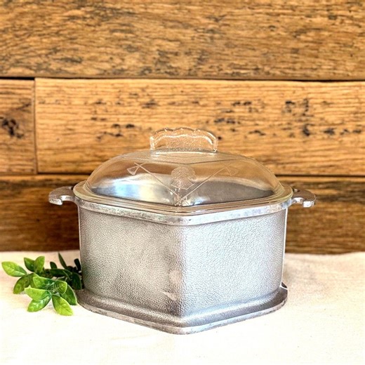 Vintage Guardian Service Ware Triangle Pot With Glass Lid, Hammered Aluminum Dutch Oven, Mid Century Cookware, Collectible Kitchenalia - Etsy
