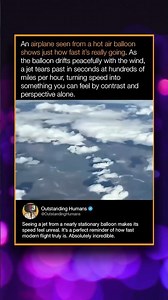 An airplane seen from a hot air balloon shows just how fast it's really going.