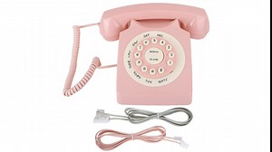 Antique Phone, Corded Pink Wired Retro Telephone for Office for Home